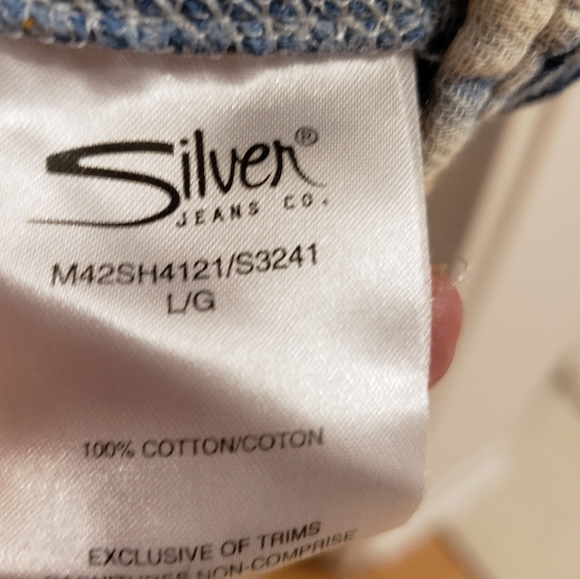 Silver Blue Plaid Soft Light  Flannel Stone Buttons Boho Western Women's Large - Picture 14 of 15